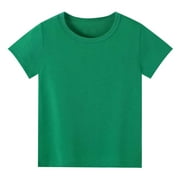 5t Girls Shirts Crew Neck Solid Color T-Shirts Short Sleeve T Shirts Loose Summer Tops Girls' Tops, Tees \u0026 Blouses 7-8 Years(Green)